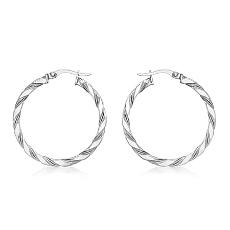 9K White Gold 30mm Twist Earrings 9K White Gold 30mm Twist Earrings