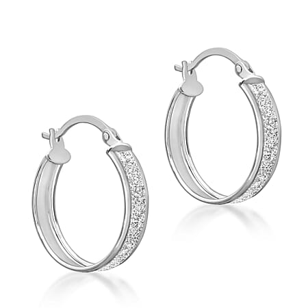 9K White Gold 4mm Tube 19mm Stardust Earrings 9K White Gold 4mm Tube 19mm Stardust Earrings