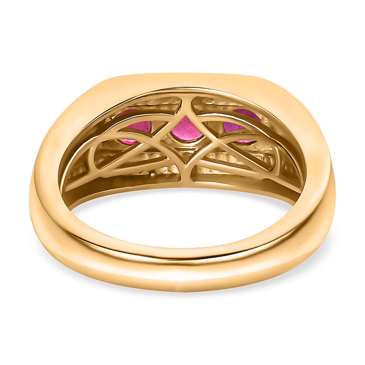 African Ruby Mens Ring in 18K Vermeil Yellow Gold Plated Sterling Silver 1.84 Ct, Silver Wt. 5.89 Gms