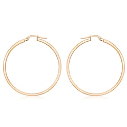 9K Rose Gold 3mm Rectangular Tube 35mm Polished Earrings
