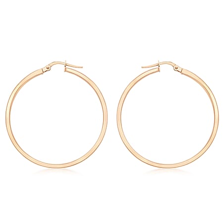 9K Rose Gold 3mm Rectangular Tube 35mm Polished Earrings