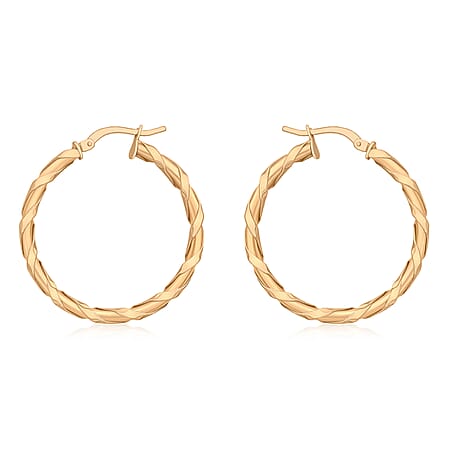 9K Rose Gold 30mm Twist Creole Earrings