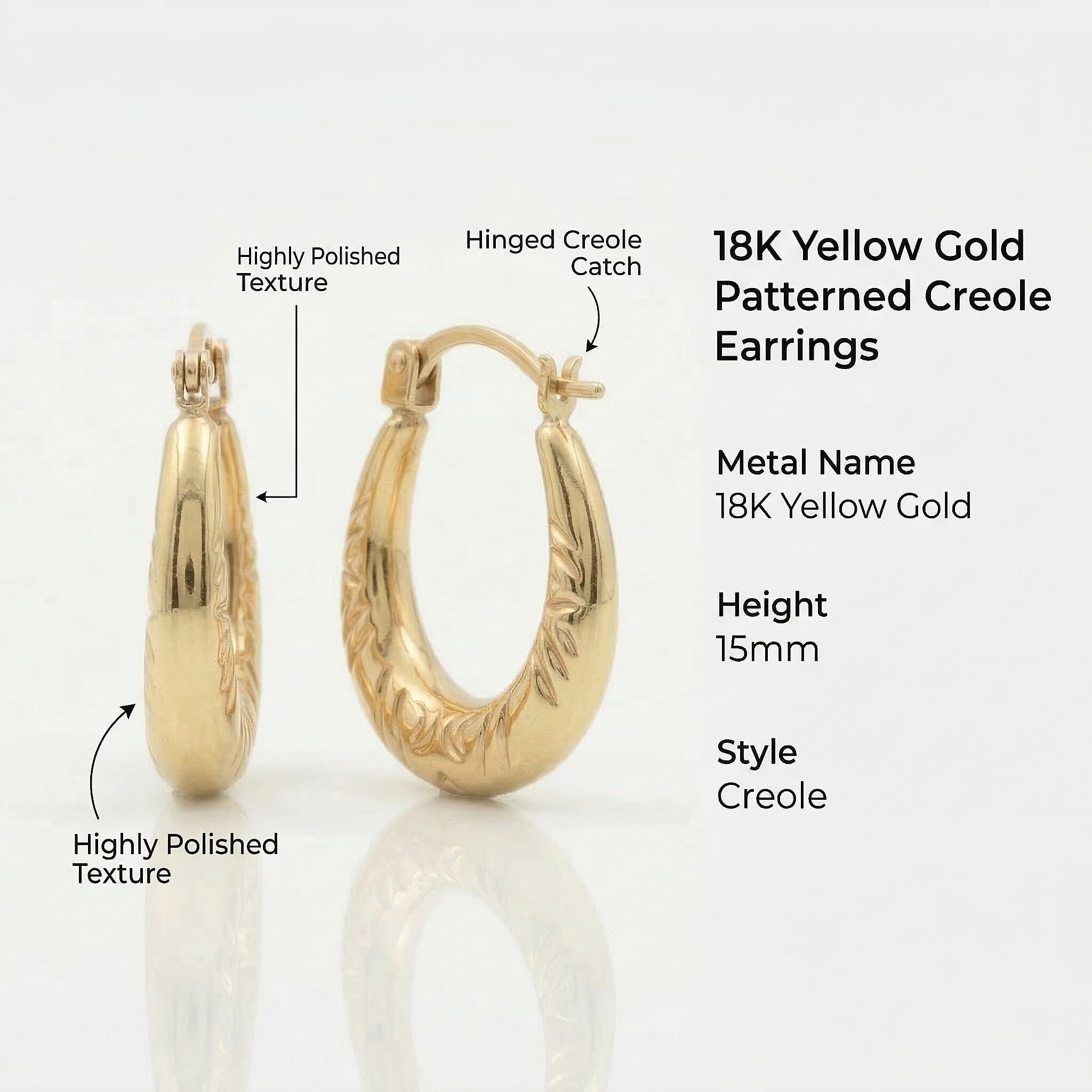 18K Yellow Gold  Earring,  Gold Wt. 0.6 Gms