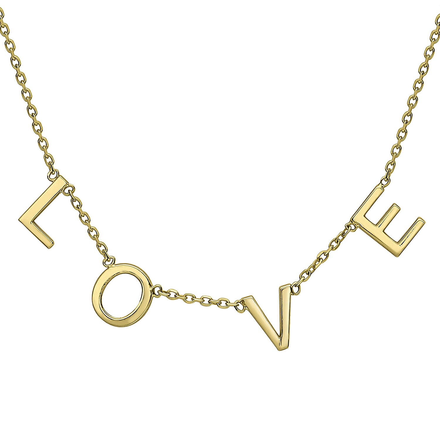 9K Yellow Gold 5mm Love Adjustable Necklace 15 Inch to 17 Inch