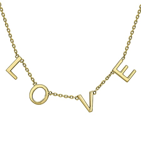 9K Yellow Gold 5mm Love Adjustable Necklace 15 Inch to 17 Inch