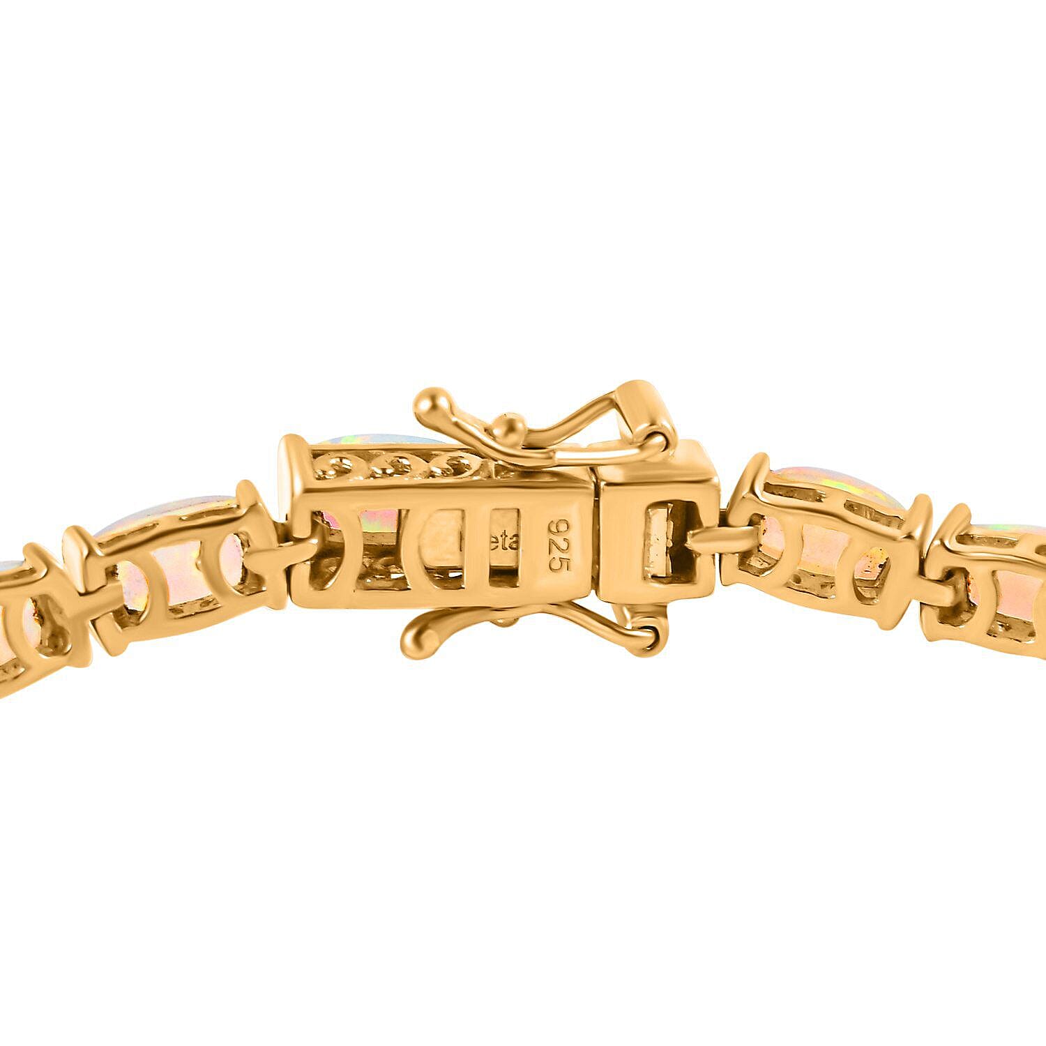 Ethiopian Welo Opal Bracelet (Size - 7.5) in 18K Yellow Gold Vermeil Plated Sterling Silver 8.40 Ct, Silver Wt. 11.39 Gms.