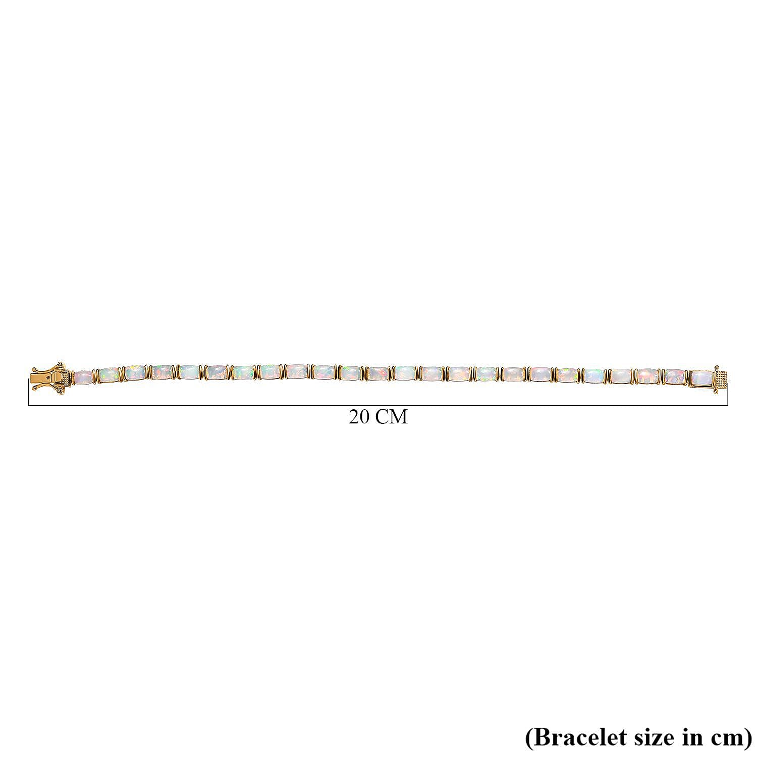 Ethiopian Welo Opal Bracelet (Size - 7.5) in 18K Yellow Gold Vermeil Plated Sterling Silver 8.40 Ct, Silver Wt. 11.39 Gms.