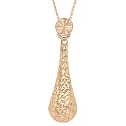 9K Rose Gold Diamond Cut 6mm x 24mm Teardrop Necklace 17.5 Inch