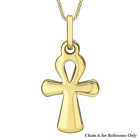9K Yellow Gold 11.5mm x 24mm Ankh Cross Pendant