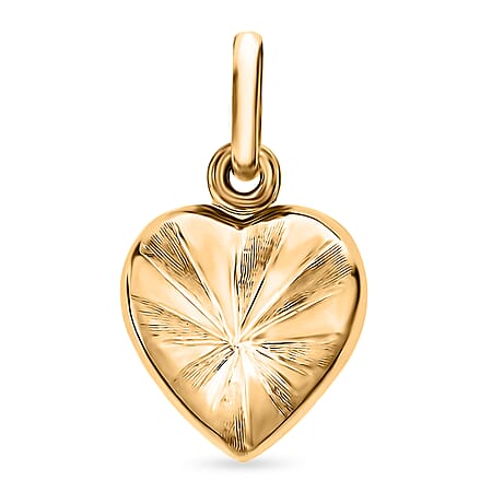 9K Yellow Gold 12mm x 15mm Patterned Heart Locket