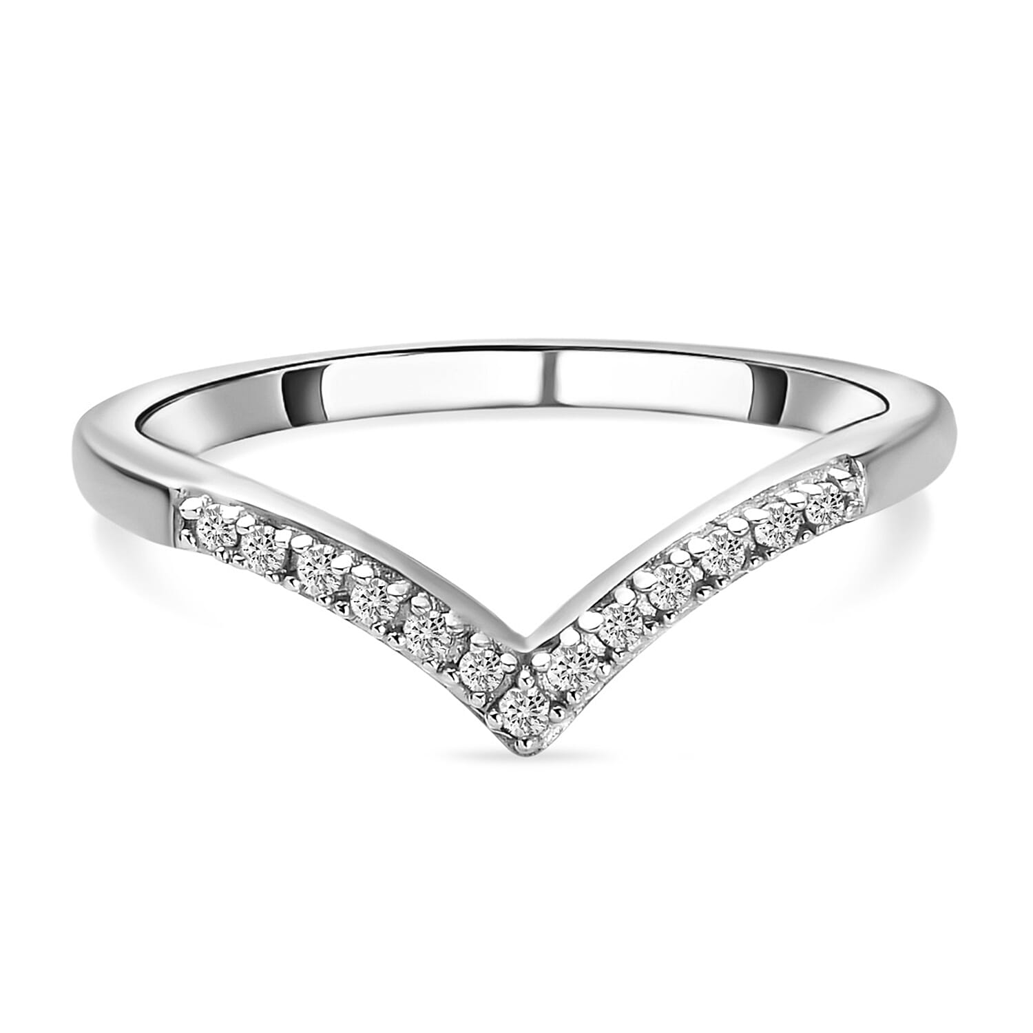 Diamond Wishbone Ring in Sterling Silver 0.080 Ct