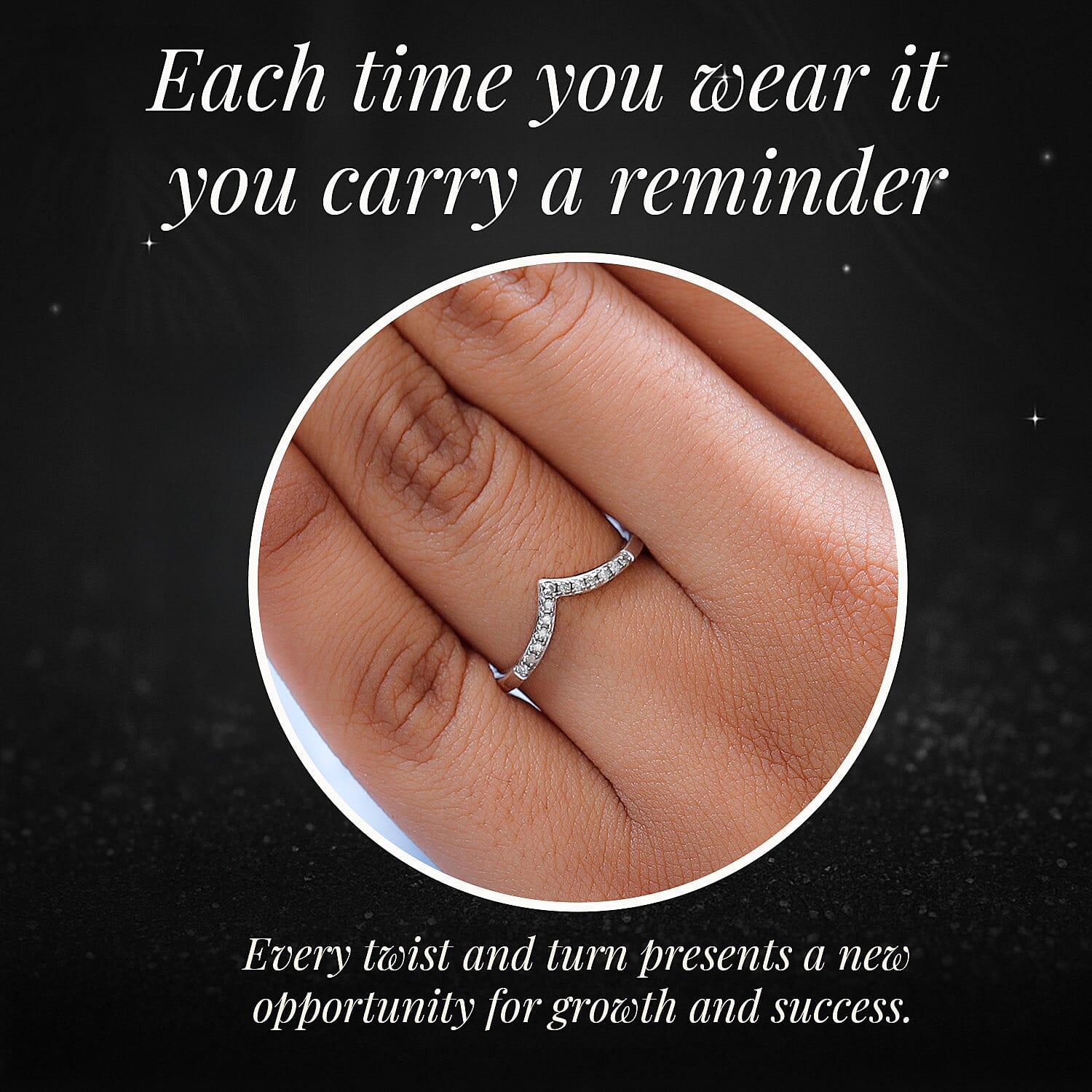 Diamond Wishbone Ring in Sterling Silver 0.080 Ct