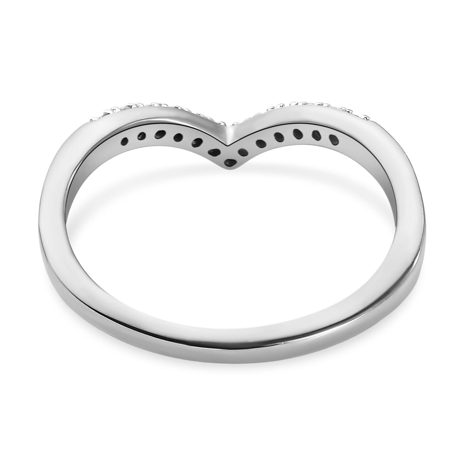 Diamond Wishbone Ring in Sterling Silver 0.080 Ct
