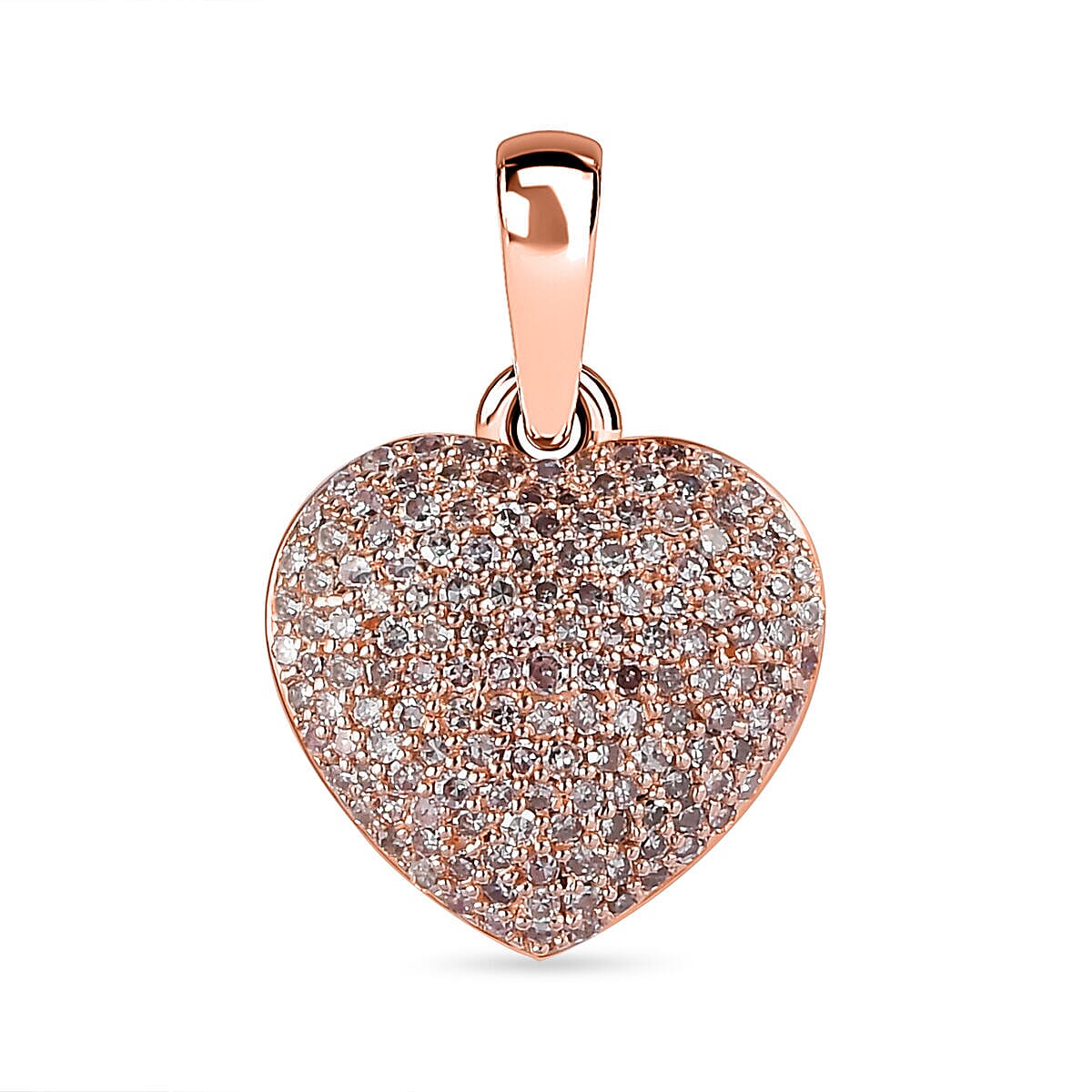 9K Rose Gold SGL Certified Natural Pink Diamond Heart Pendant 0.50 Ct.