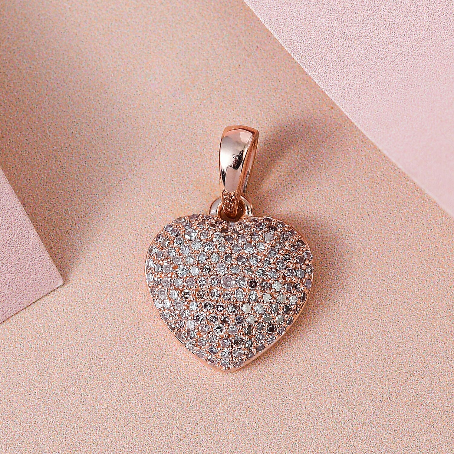9K Rose Gold SGL Certified Natural Pink Diamond Heart Pendant 0.50 Ct.