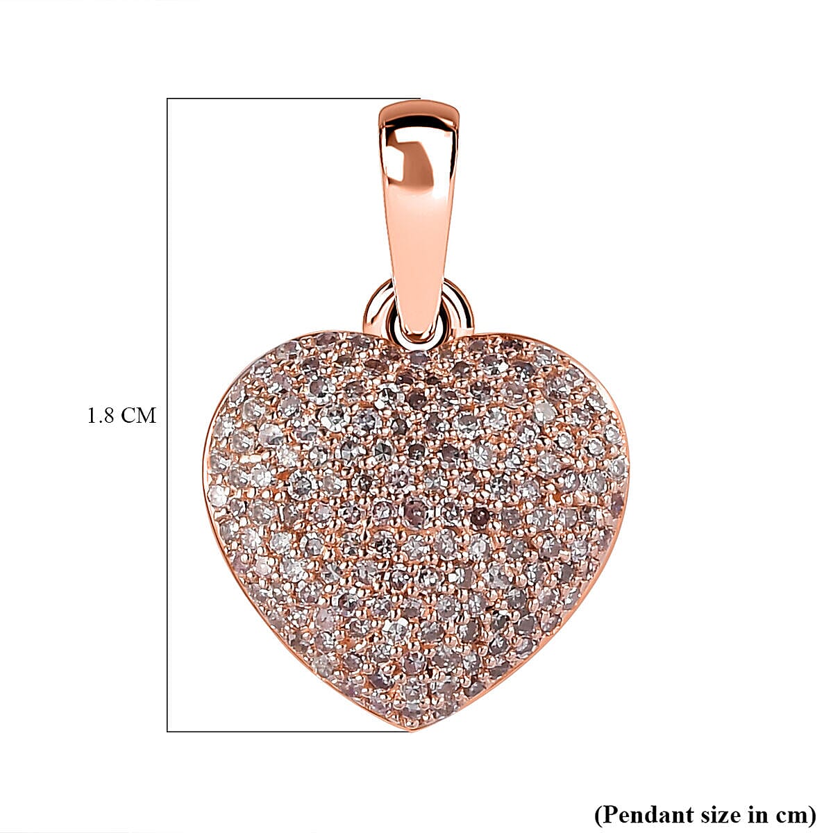 9K Rose Gold SGL Certified Natural Pink Diamond Heart Pendant 0.50 Ct.