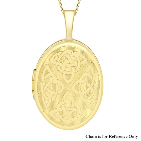 9K Yellow Gold 16mm x 25mm Etched Celtic Oval Locket
