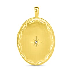 9K Yellow Gold Diamond Set 20mm x 32mm Etched Oval Locket