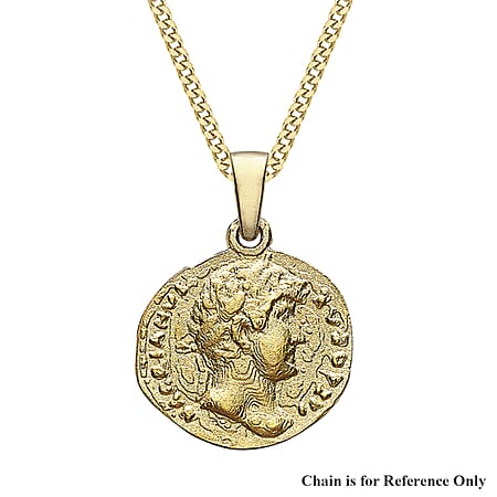 9K Yellow Gold 11.9mm x 17.2mm Satin Worn Roman Coin Pendant 9K Yellow Gold 11.9mm x 17.2mm Satin Worn Roman Coin Pendant