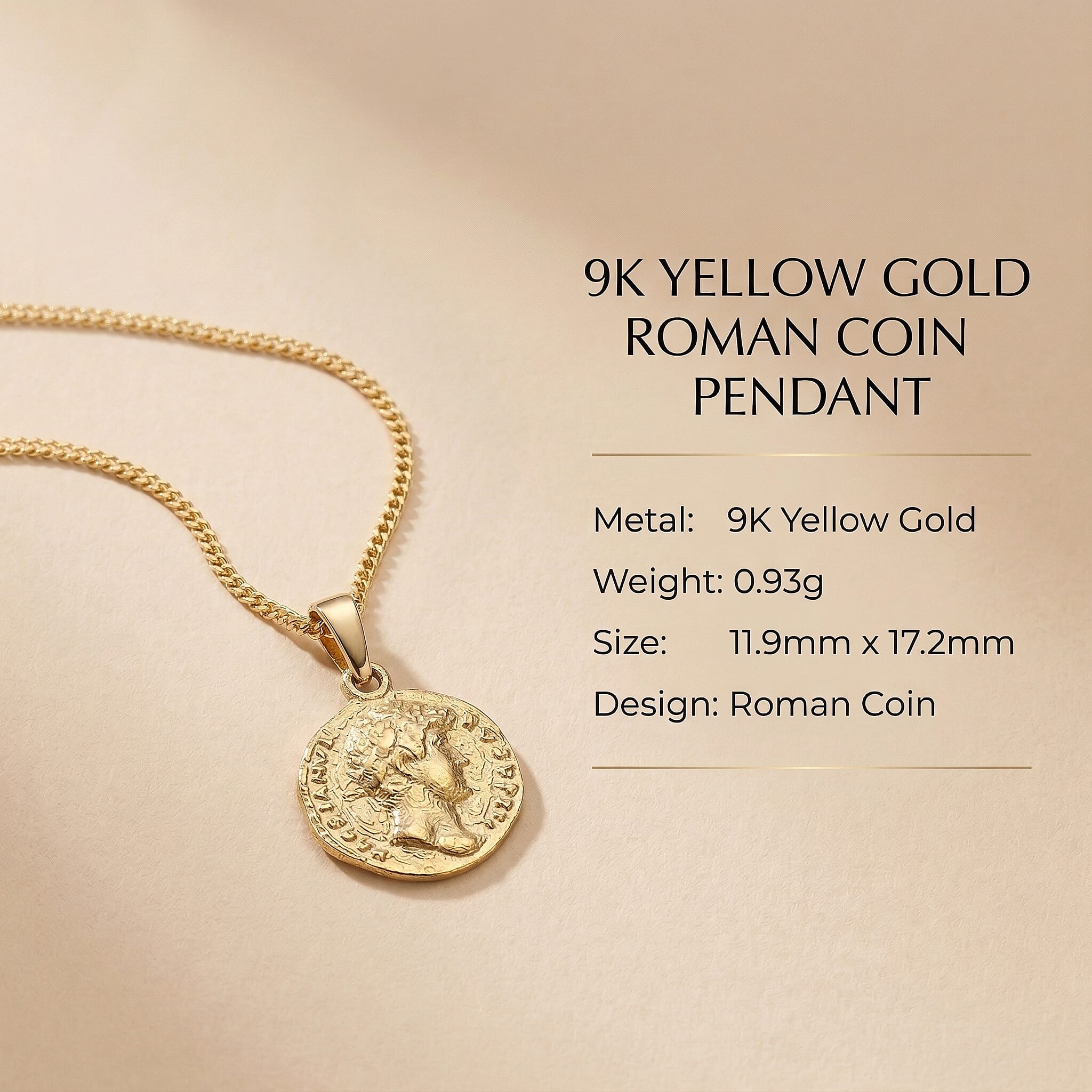 9K Yellow Gold  Pendant,  Gold Wt. 0.93 Gms