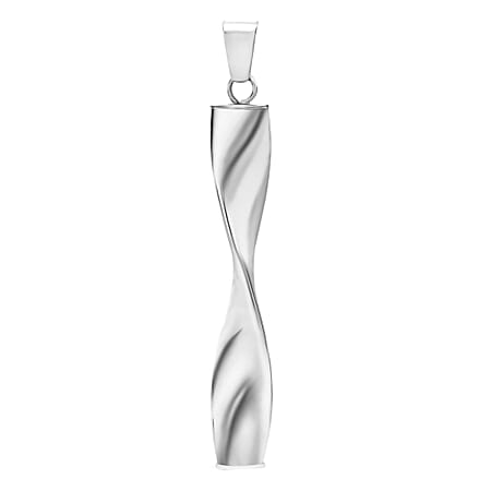 9K White Gold 6mm x 44mm Twist Drop Pendant