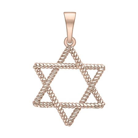 9K Rose Gold Rope 14.5mm x 22mm Star of David Pendant