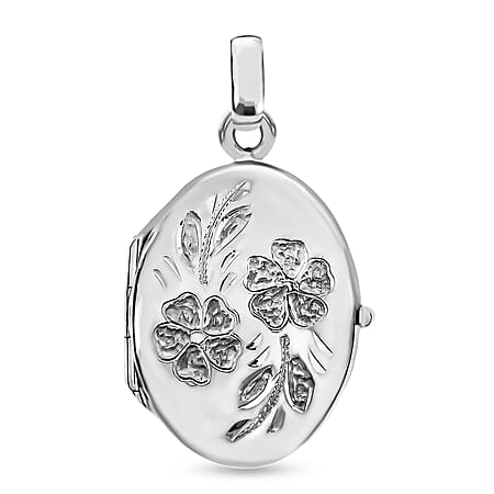 9K White Gold 17mm x 24mm Daisy Detail Oval Locket