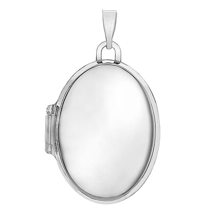 9K White Gold 17mm x 24mm Oval Polished Locket