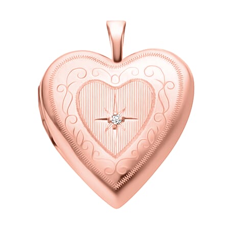 9K Rose Gold Diamond Set 20mm x 25mm Etched Heart Locket