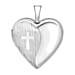 9K White Gold 20mm x 25mm Etched Cross Detail Heart Locket