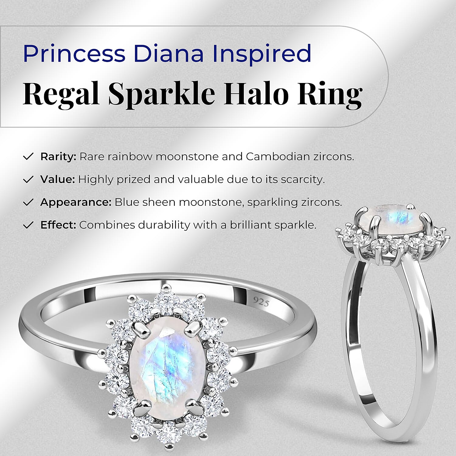 Princess Diana Inspired Halo Ring in Sterling Silver
