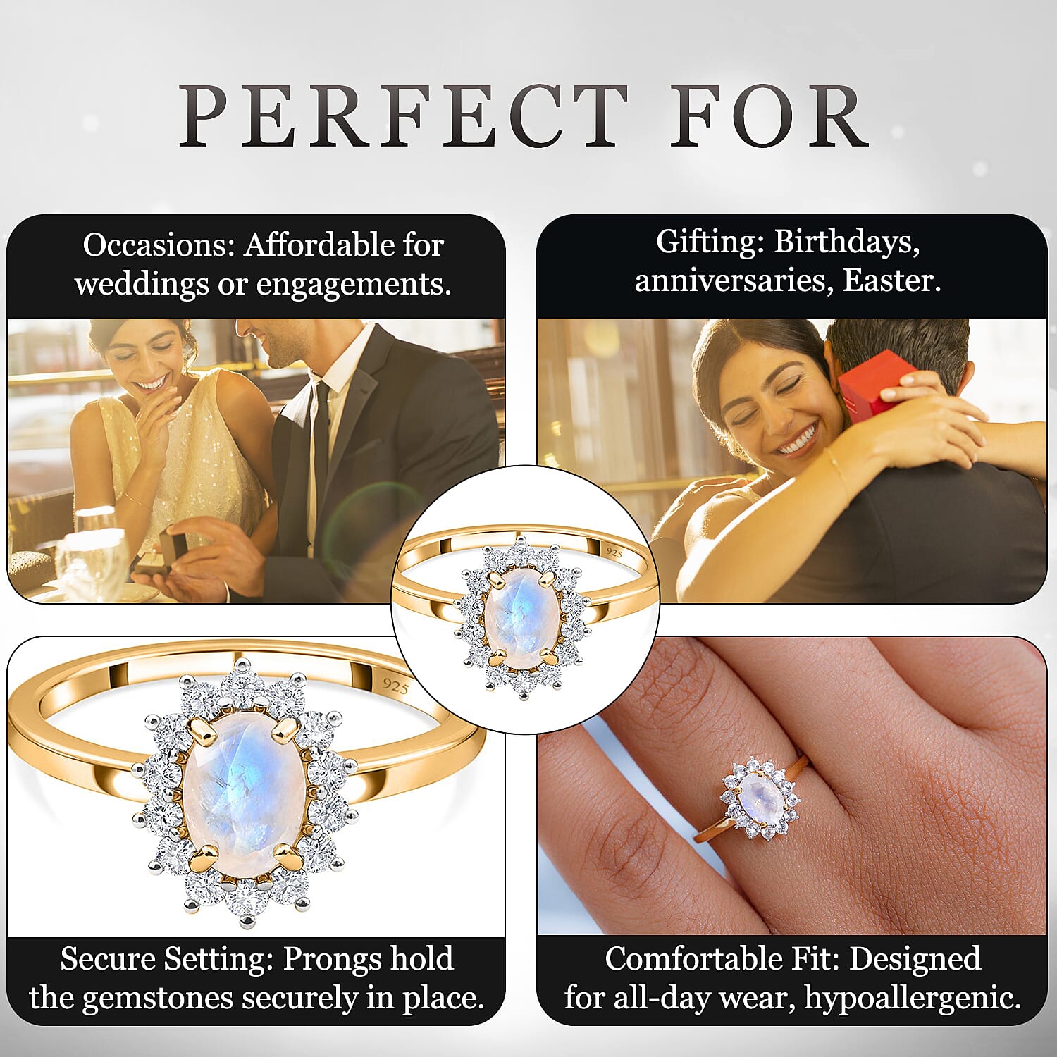 Princess Diana Inspired Halo Ring in Sterling Silver