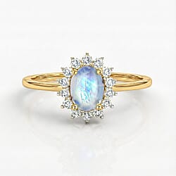 Designer Inspired Birthstone Halo Ring in Sterling Silver