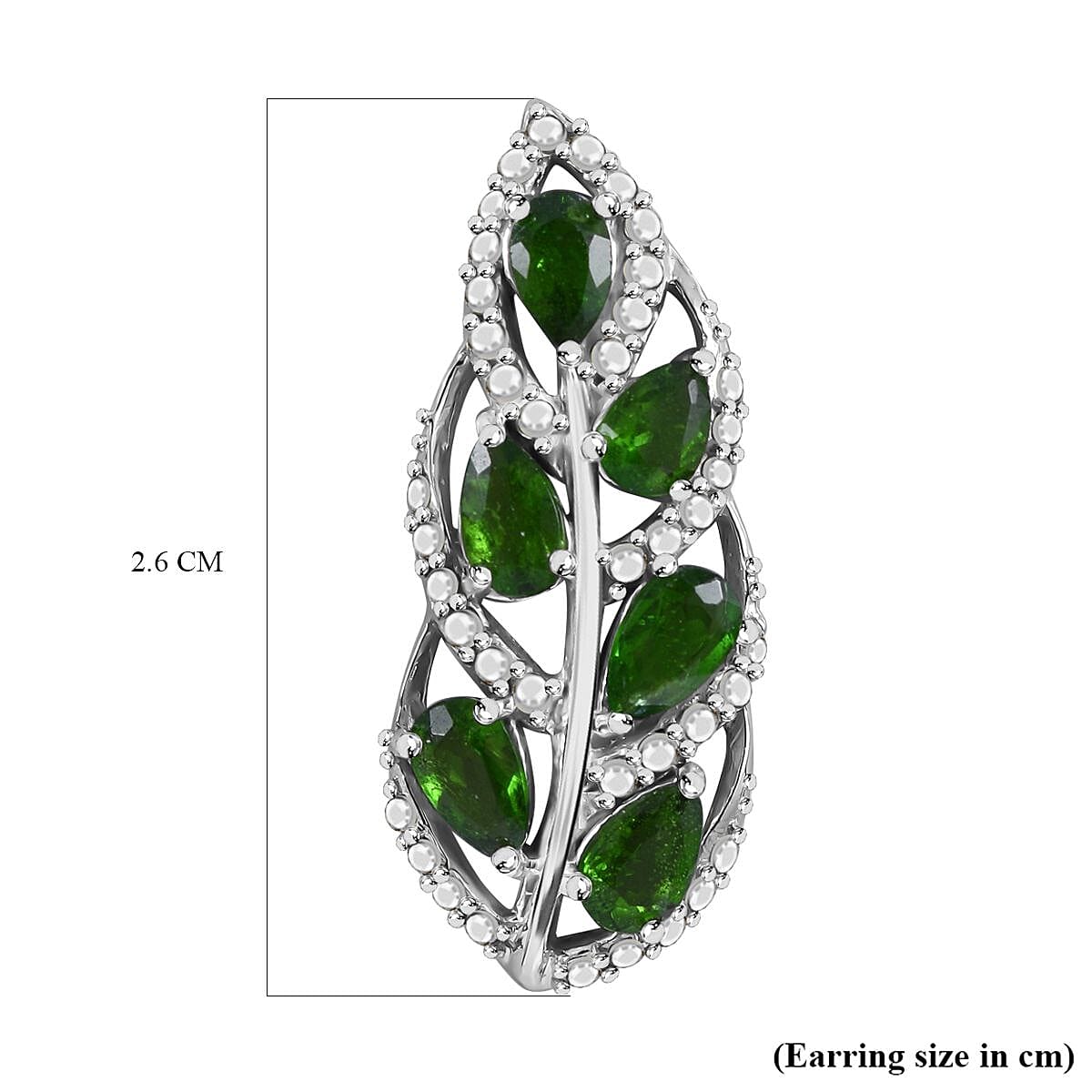 Natural Chrome Diopside Earrings in Rhodium Overlay Sterling Silver 1.80 Ct.