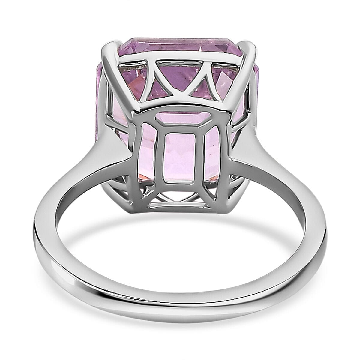 950 Platinum AAAA Patroke Kunzite (Asscher Cut) Solitaire Ring 10.14 Ct, Platinum Wt. 5.00 Gms.