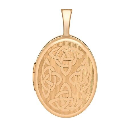 9K Rose Gold 16mm x 25mm Etched Celtic Oval Locket