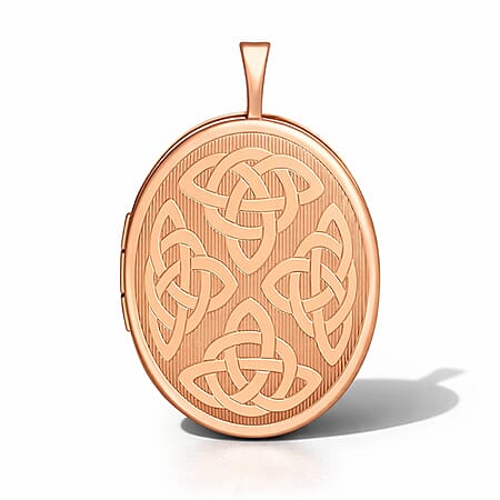 9K Rose Gold 20mm x 32mm Etched Celtic Oval Locket
