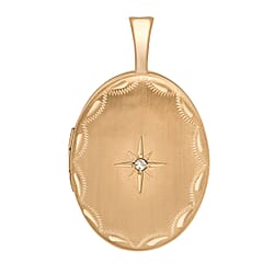 9K Yellow Gold Diamond Set 20mm x 32mm Etched Oval Locket