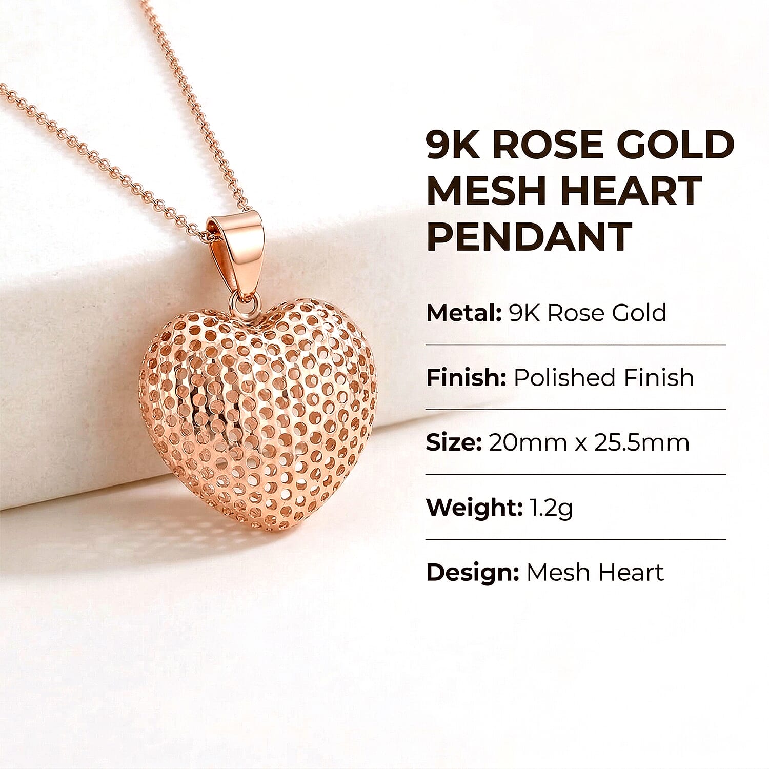 9K Rose Gold  Pendant,  Gold Wt. 1.2 Gms