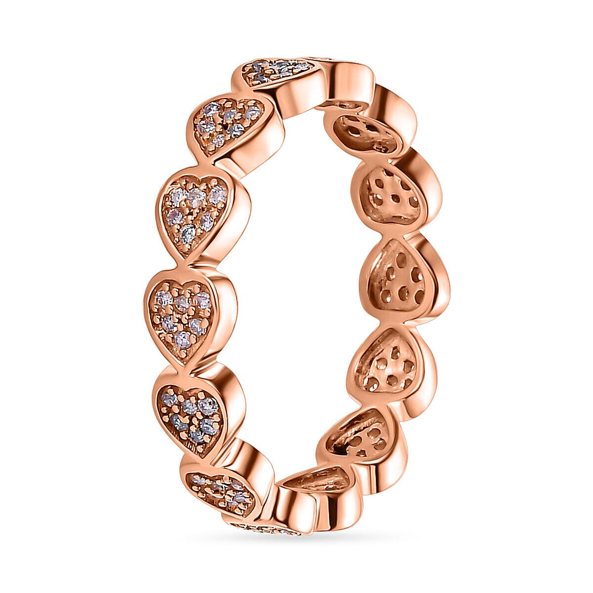 9K Rose Gold SGL Certified Natural Pink Diamond (I3) Heart Band Ring 0.33 Ct.