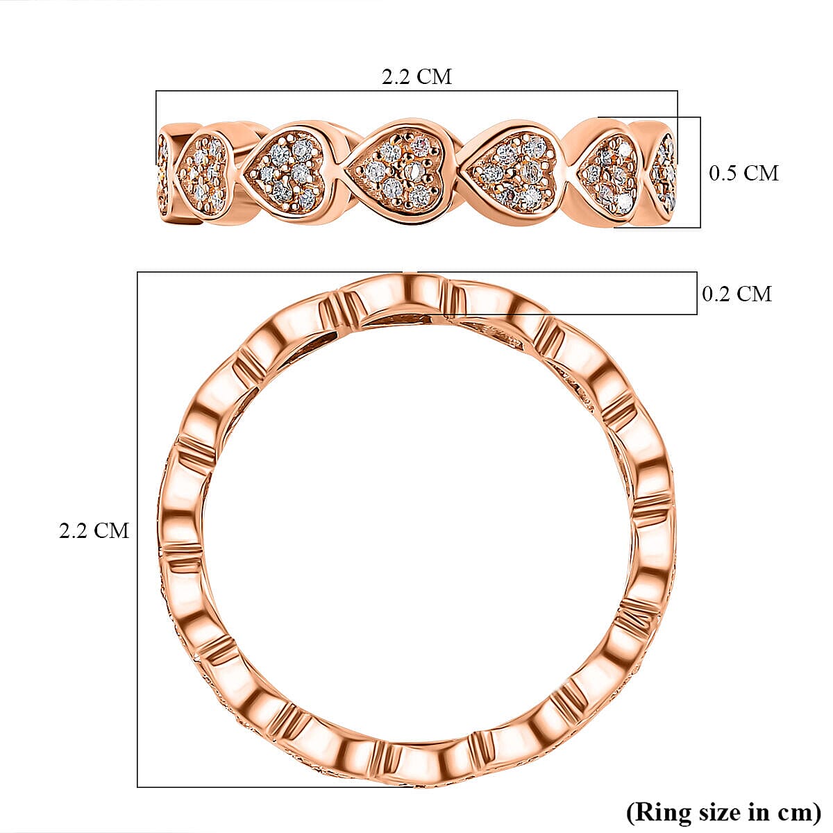 9K Rose Gold SGL Certified Natural Pink Diamond (I3) Heart Band Ring 0.33 Ct.