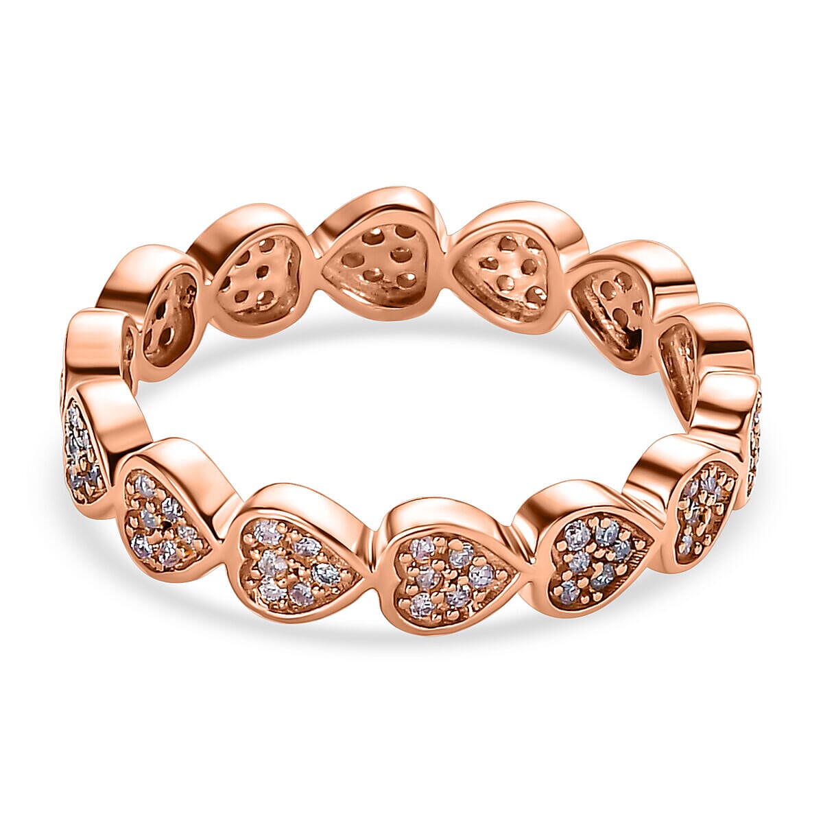 9K Rose Gold SGL Certified Natural Pink Diamond (I3)  Heart Band Ring 0.33 Ct.