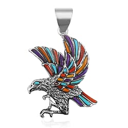  Multi Gemstone and Turquoise Pendant Sterling Silver