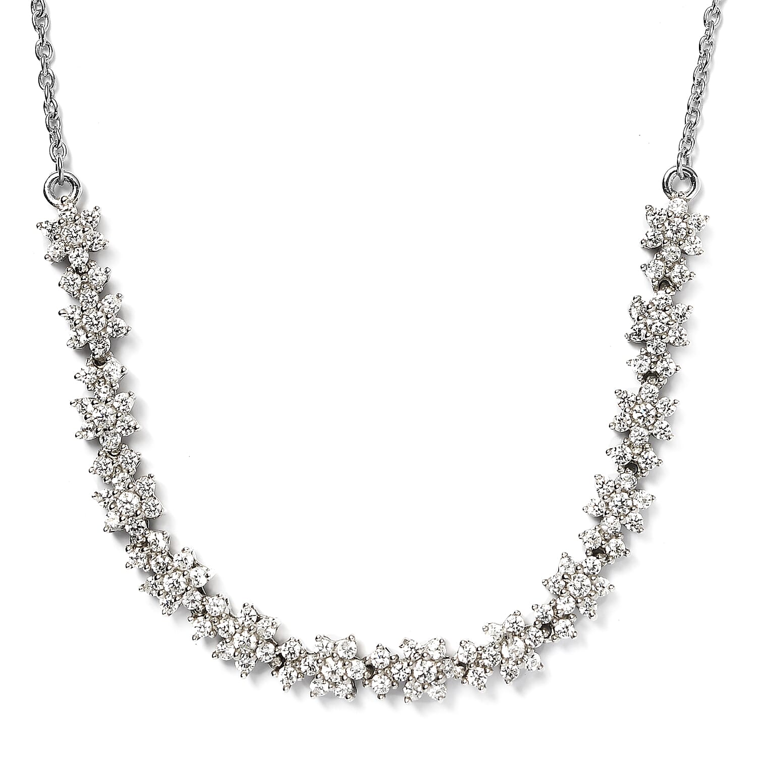 Lustro Stella Platinum Overlay Sterling Silver Necklace (Size 18) Made with Finest CZ 3.54 Ct.