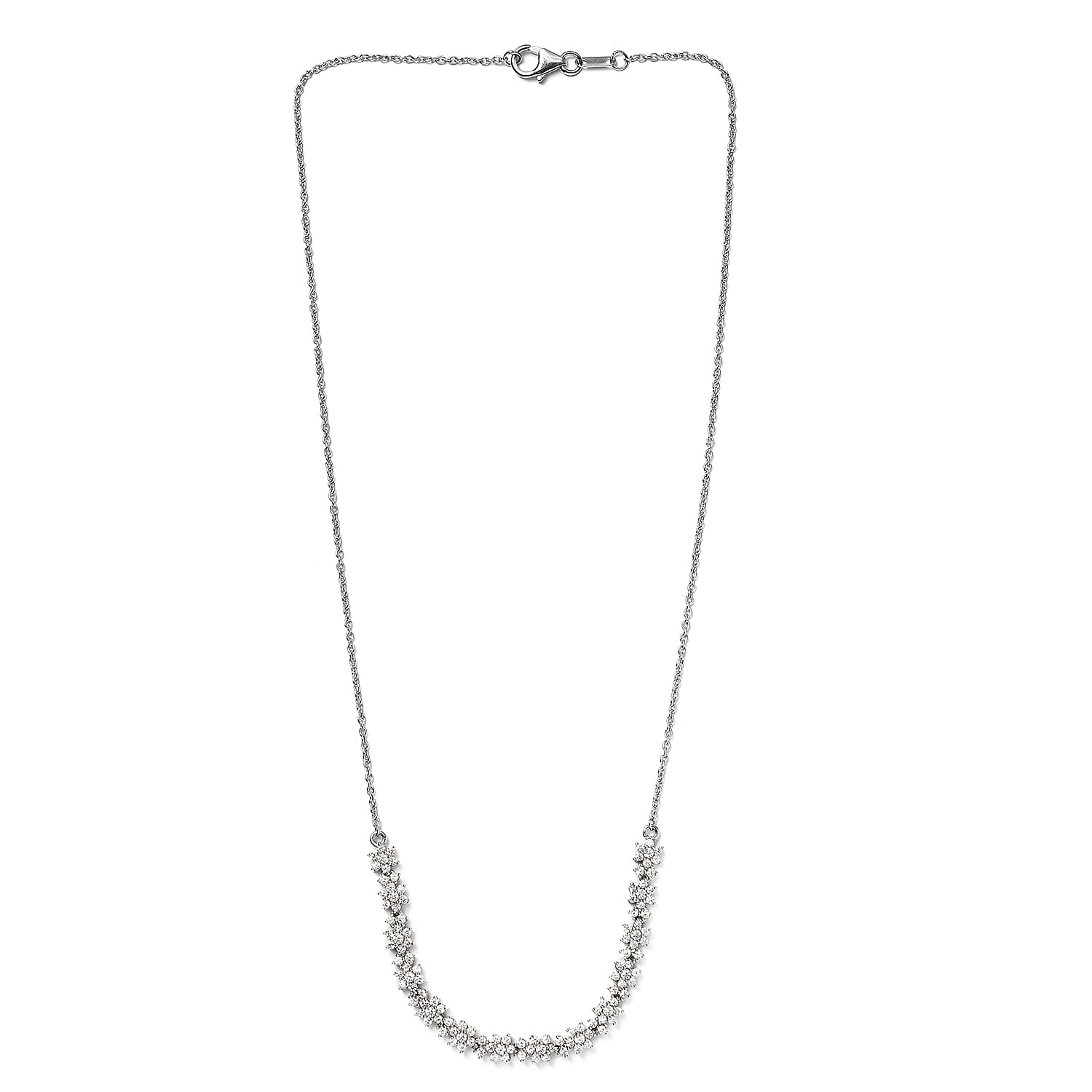 Lustro Stella Platinum Overlay Sterling Silver Necklace (Size 18) Made with Finest CZ 3.54 Ct.