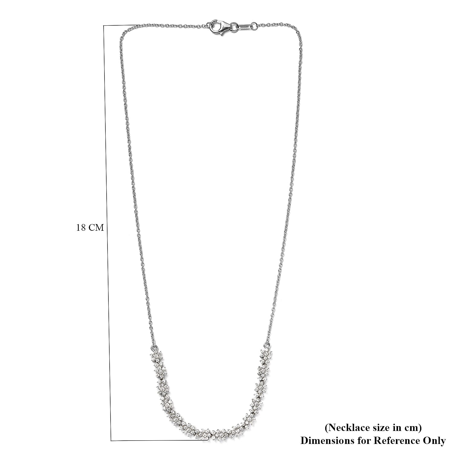 Lustro Stella Platinum Overlay Sterling Silver Necklace (Size 18) Made with Finest CZ 3.54 Ct.