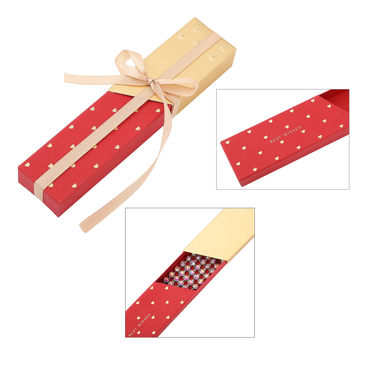 White Aurora Borealis Crystal Bracelet With GiftBox (Size - 7.5 with 2 inch Extender) in Silver Tone