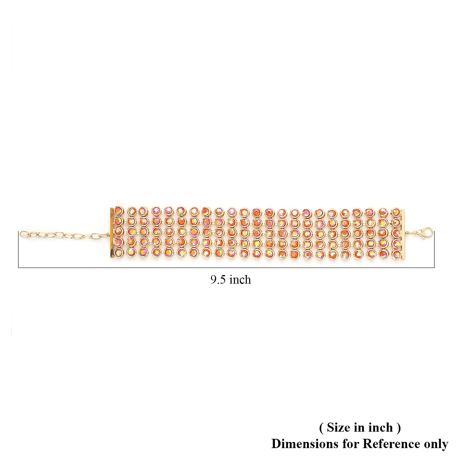 Orange Magic Crystal Bracelet With Gift Box (Size - 7.5 with 2 inch Extender) in Yellow Gold Tone