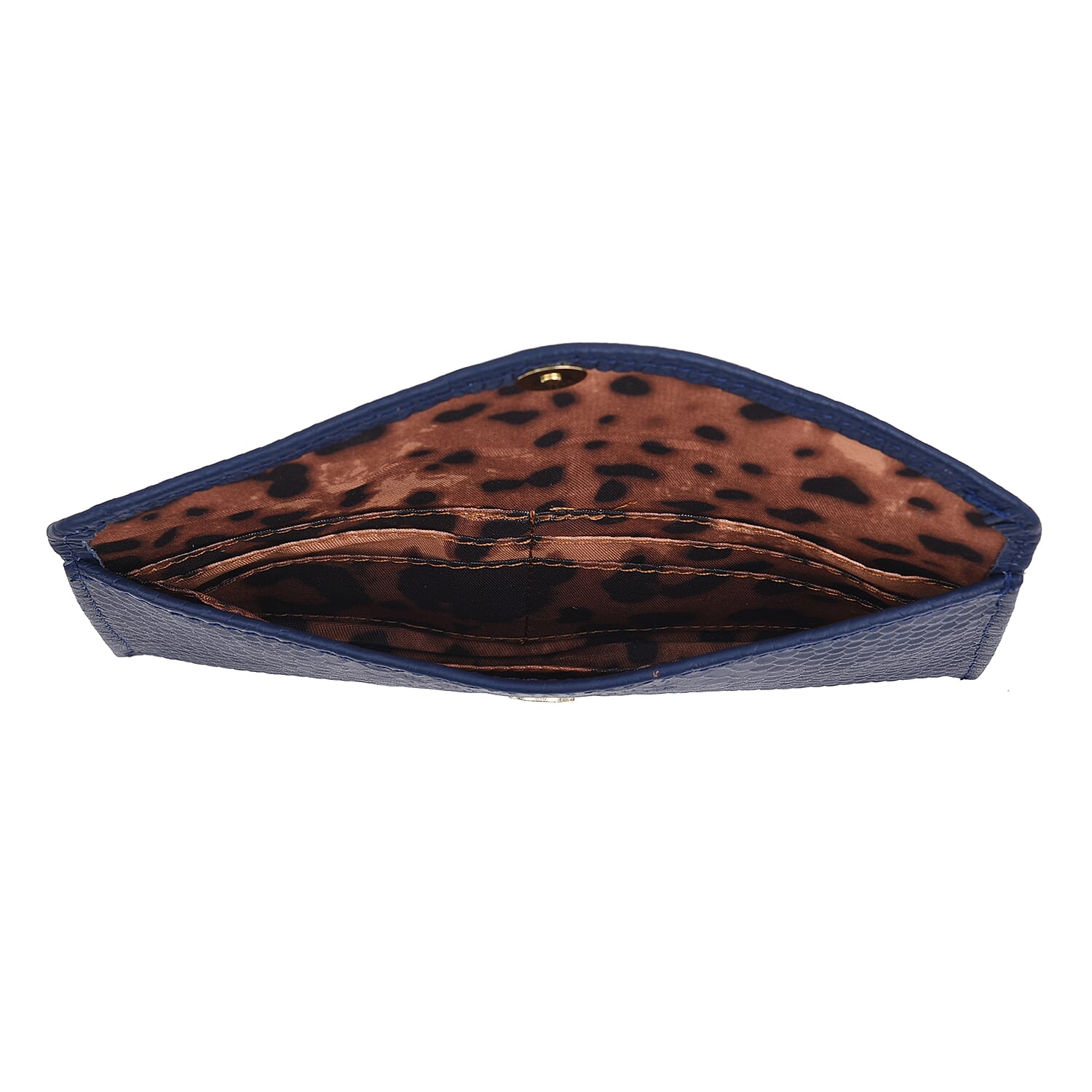 Genuine Leather RFID Protected Snakeskin Pattern Long Size Wallet with Magnetic Closure   Navy