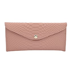 Genuine Leather RFID Protected Snakeskin Pattern Long Size Wallet with Magnetic Closure   Navy